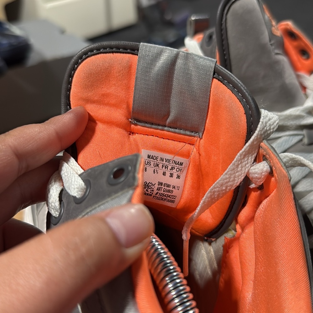 Gray and Orange High-Top Sneakers - Picture 4 of 5